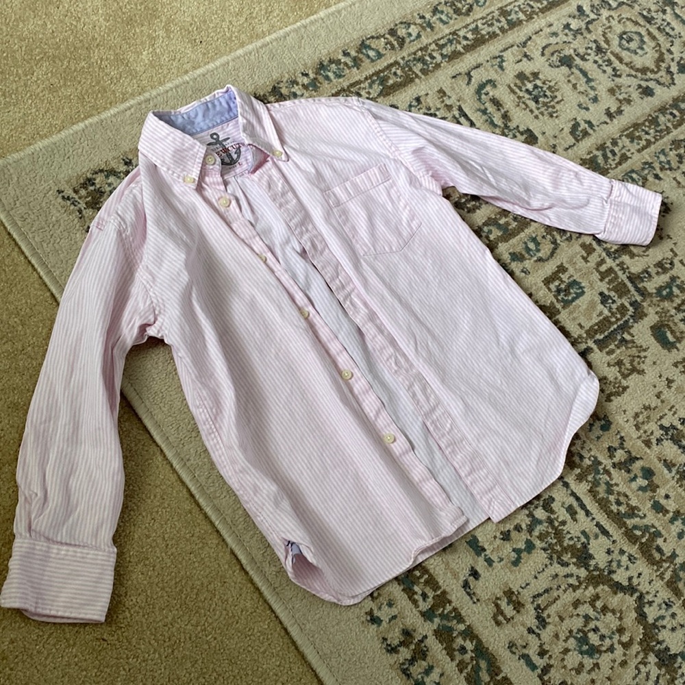 Crewcuts boys pink and white pinstripe button down - L